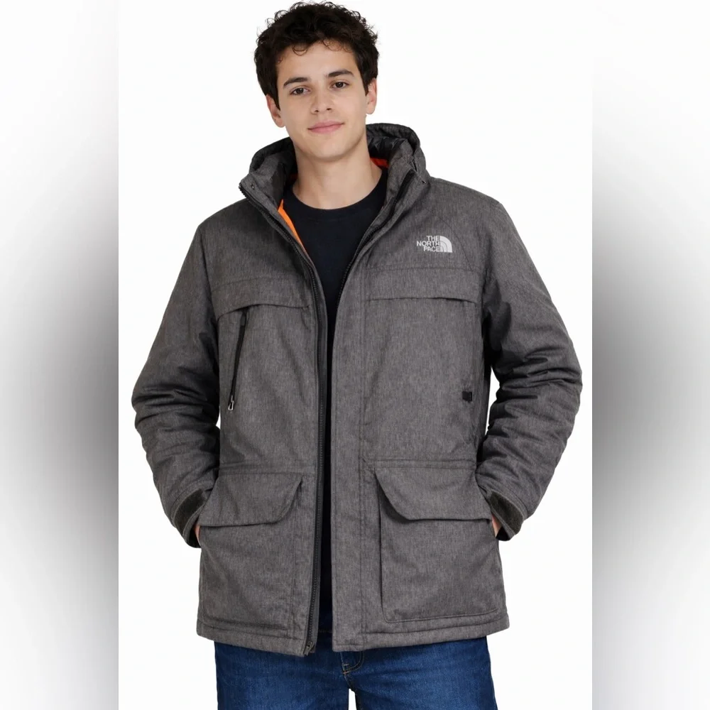 The North Face Gray Insulated Parka Jacket Hooded Orange Lined(Read Description)